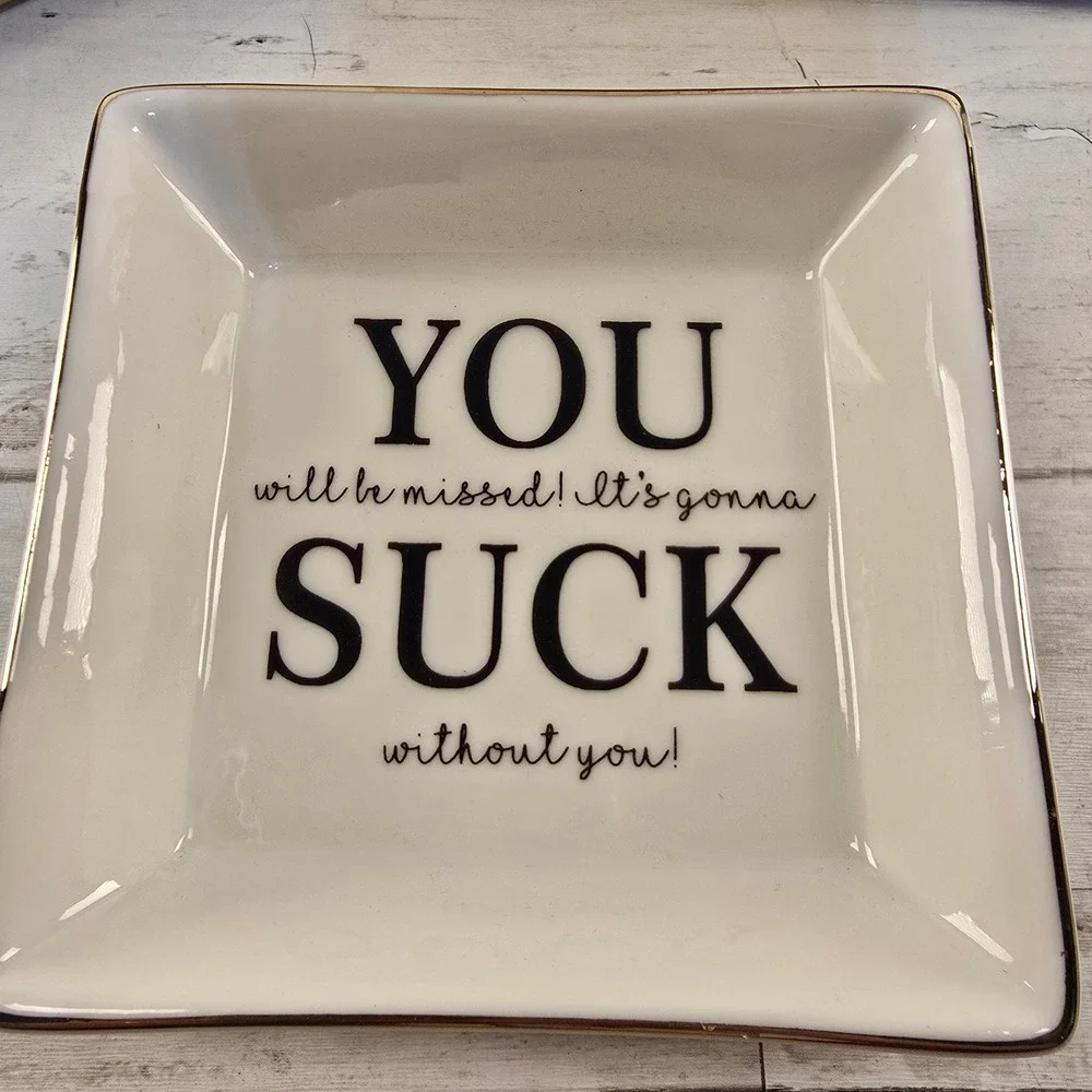 Joycuff You Will Be Missed Ceramic Jewelry Dish Gold Trim Trinket Tray Gift Box